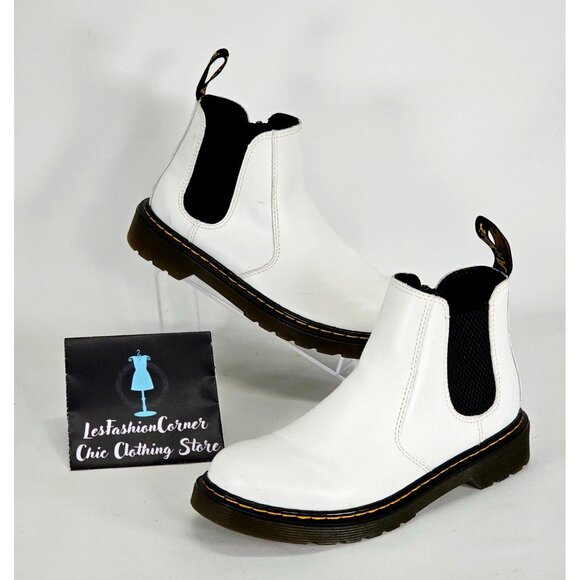 Dr. Martens Big Kid's White Leather Chelsea Boots Size 4 J 117 - Picture 9 of 16
